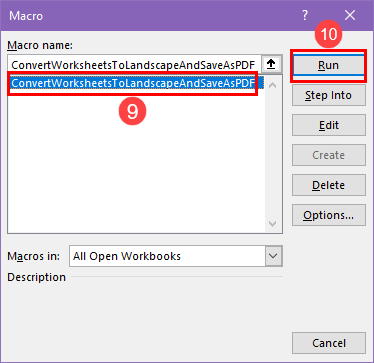 Running a macro in Excel